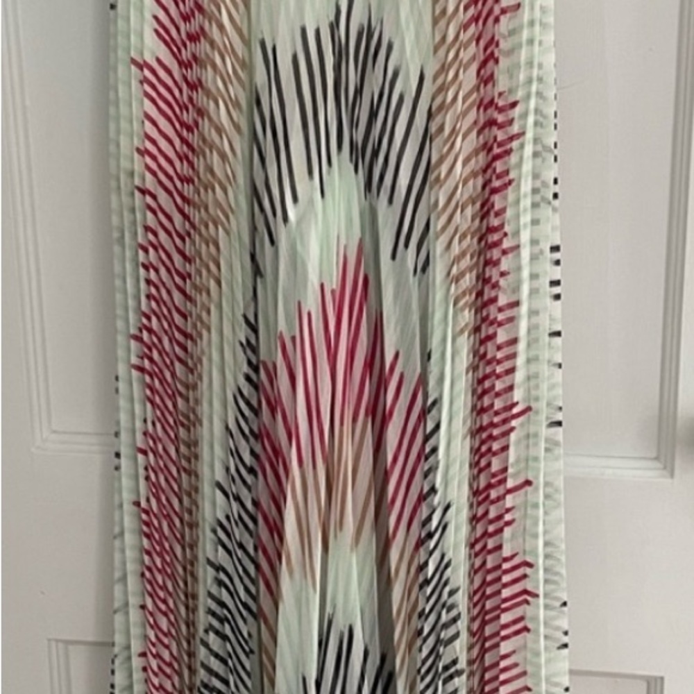 Alice + Olivia Black and Pink Pleated Maxi Skirt